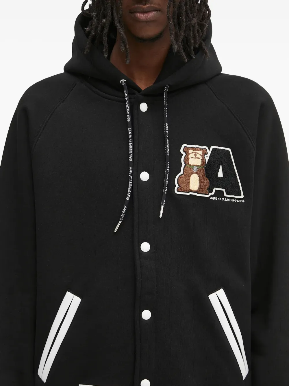 AAPE BY *A BATHING APE AAPER logo-patch hooded jacket Zwart