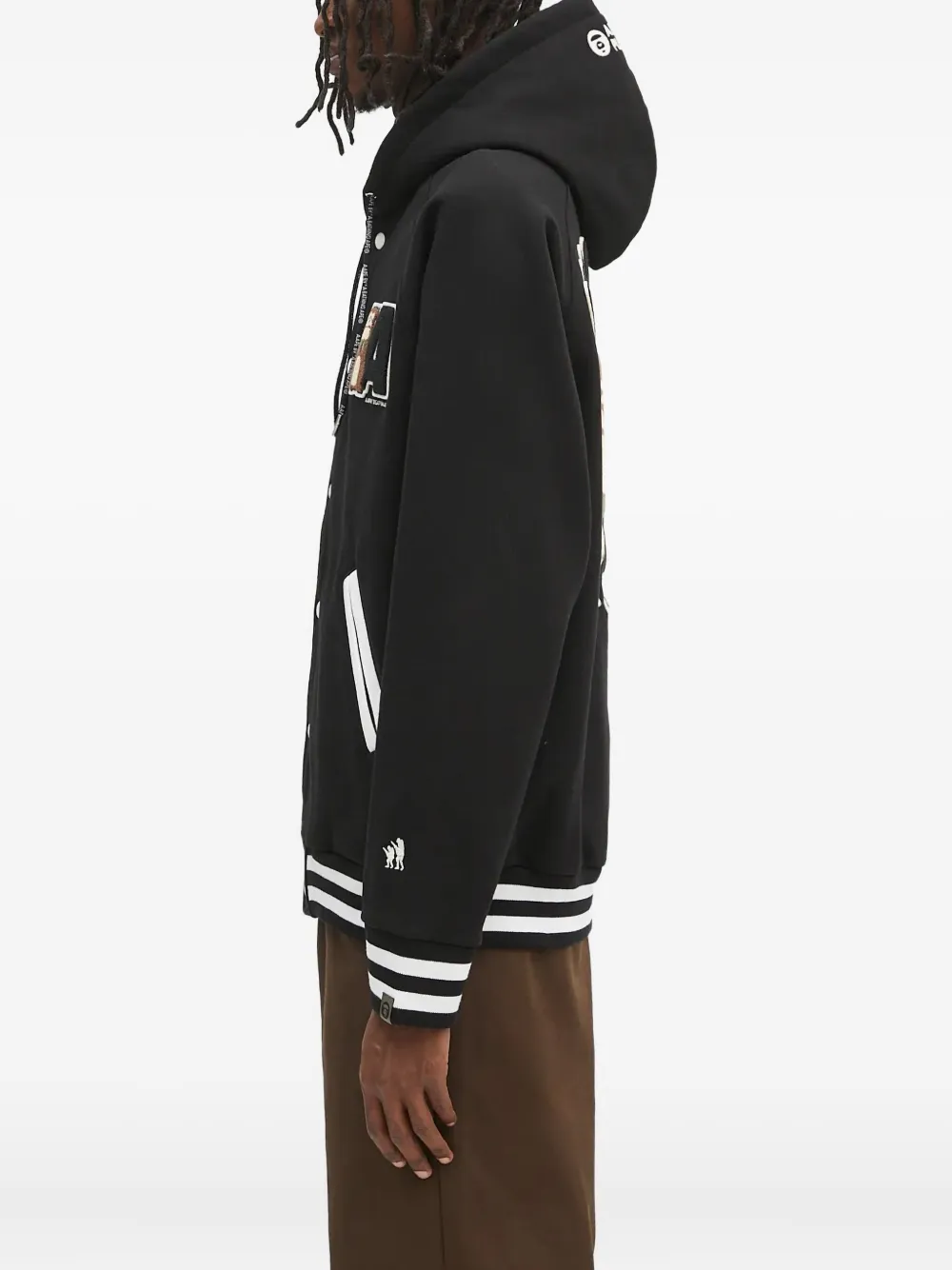 AAPE BY *A BATHING APE AAPER logo-patch hooded jacket Zwart