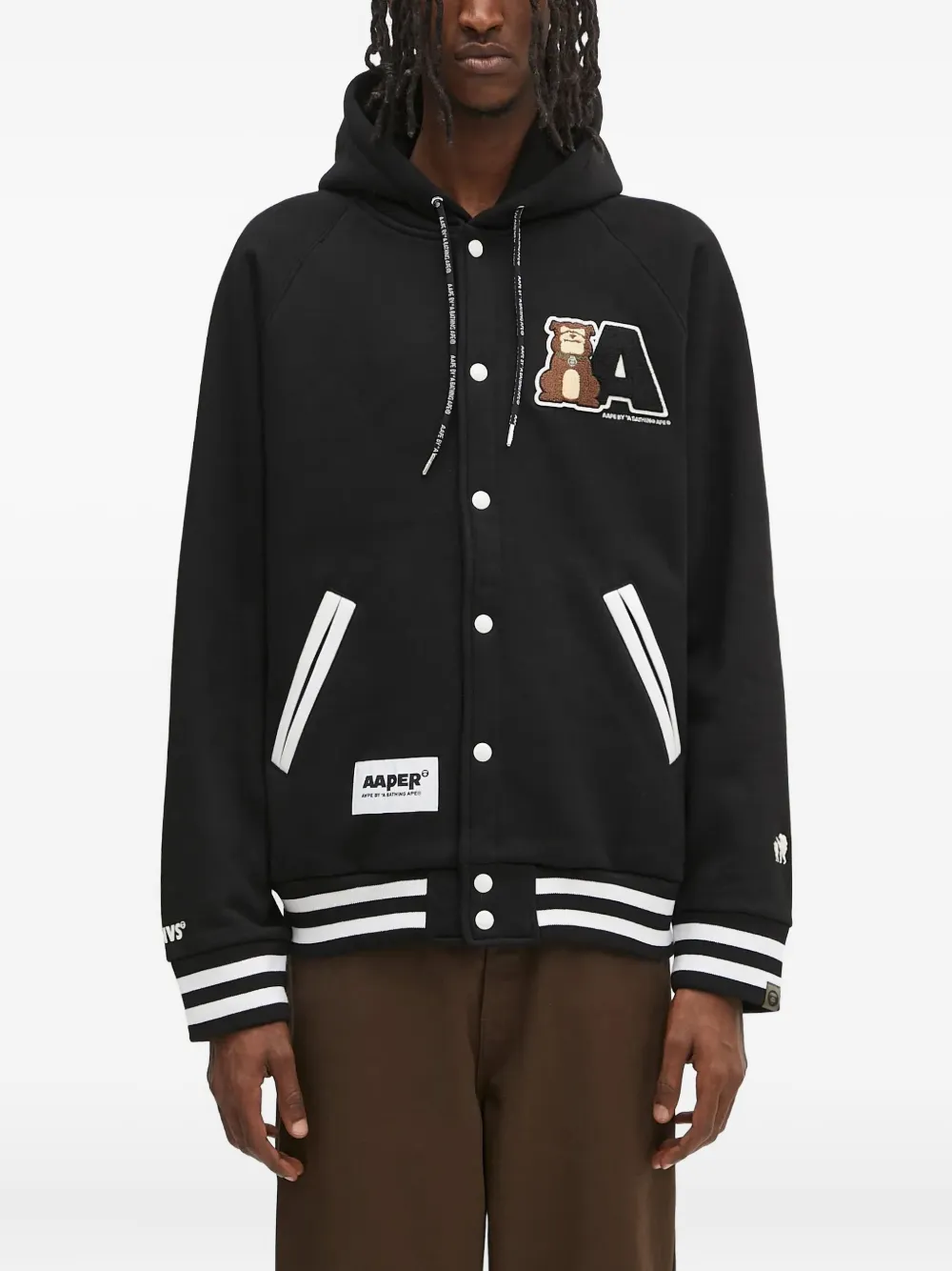 AAPE BY *A BATHING APE AAPER logo-patch hooded jacket Zwart