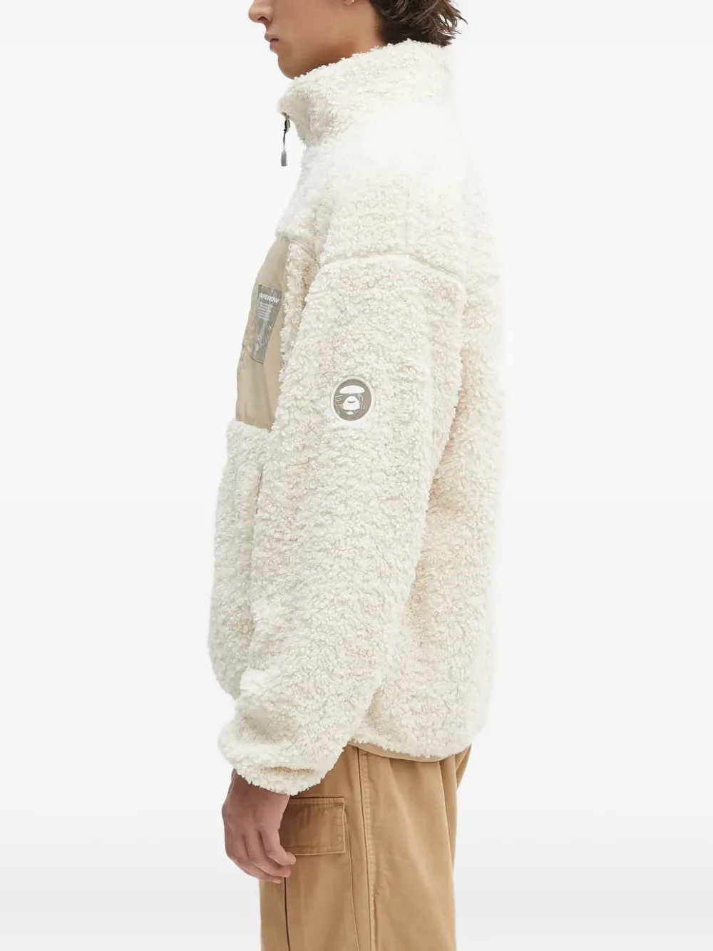 AAPE BY *A BATHING APE Moonface logo sherpa jacket Beige