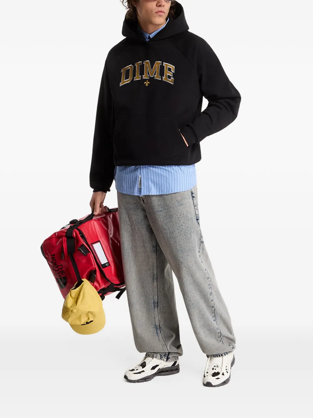 Dime Varsity hoodie met geborduurd logo Zwart