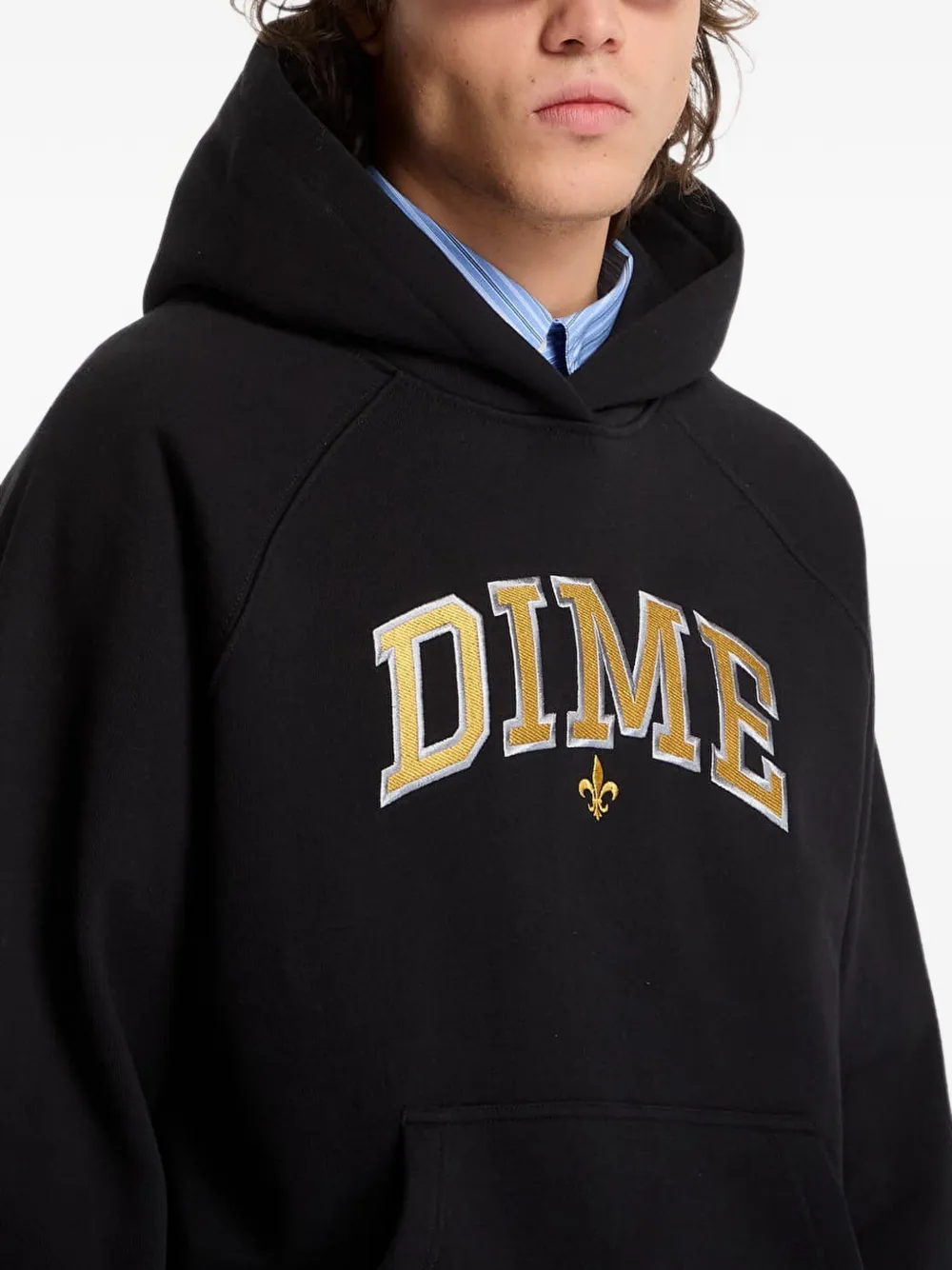 dime Varsity hoodie met geborduurd logo Zwart