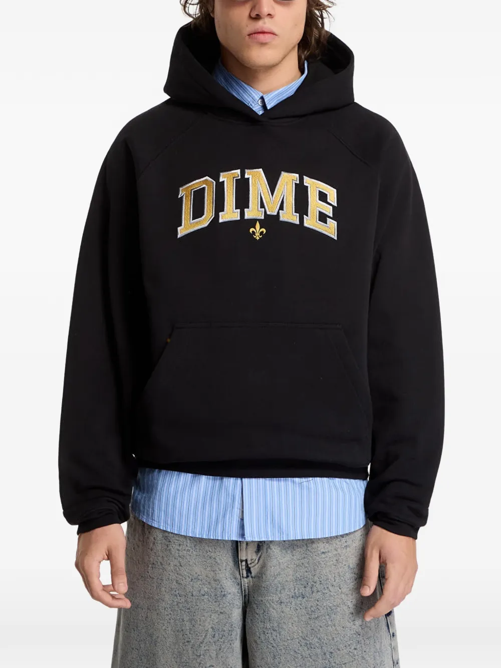 dime Varsity hoodie met geborduurd logo Zwart
