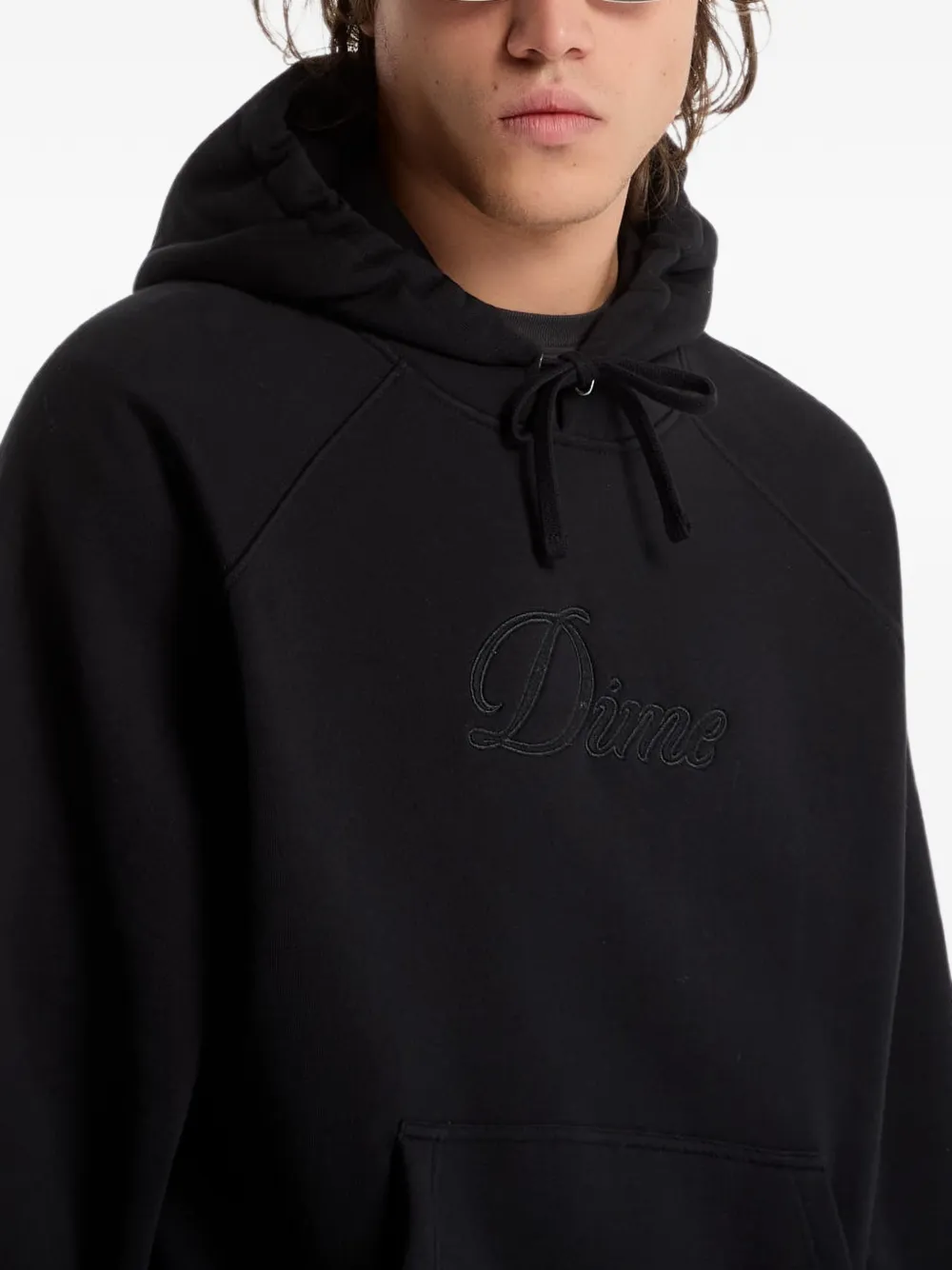 dime Hoodie met sierlijk logo Zwart