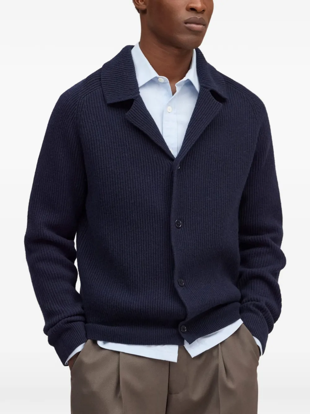 NN07 Shane rib-knit cardigan Blauw