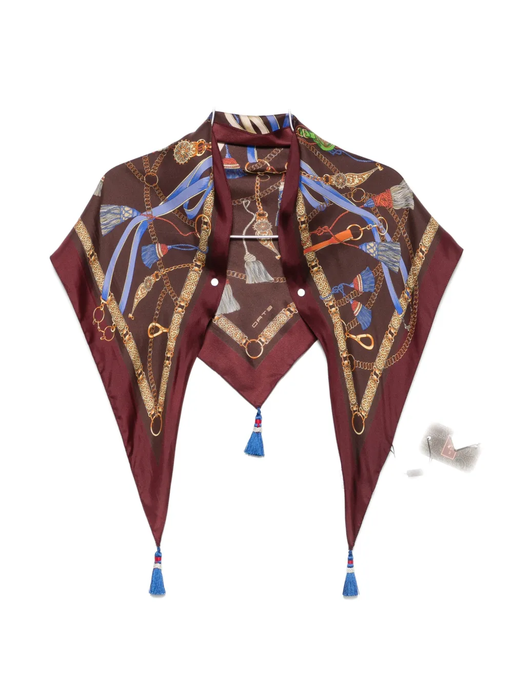 ETRO tassel-detail chain-print scarf Rood