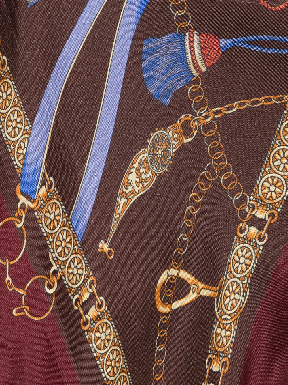 ETRO tassel-detail chain-print scarf Rood