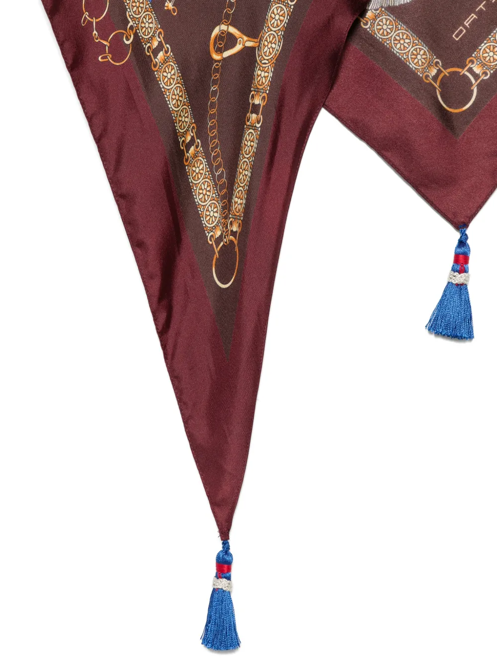ETRO tassel-detail chain-print scarf Rood