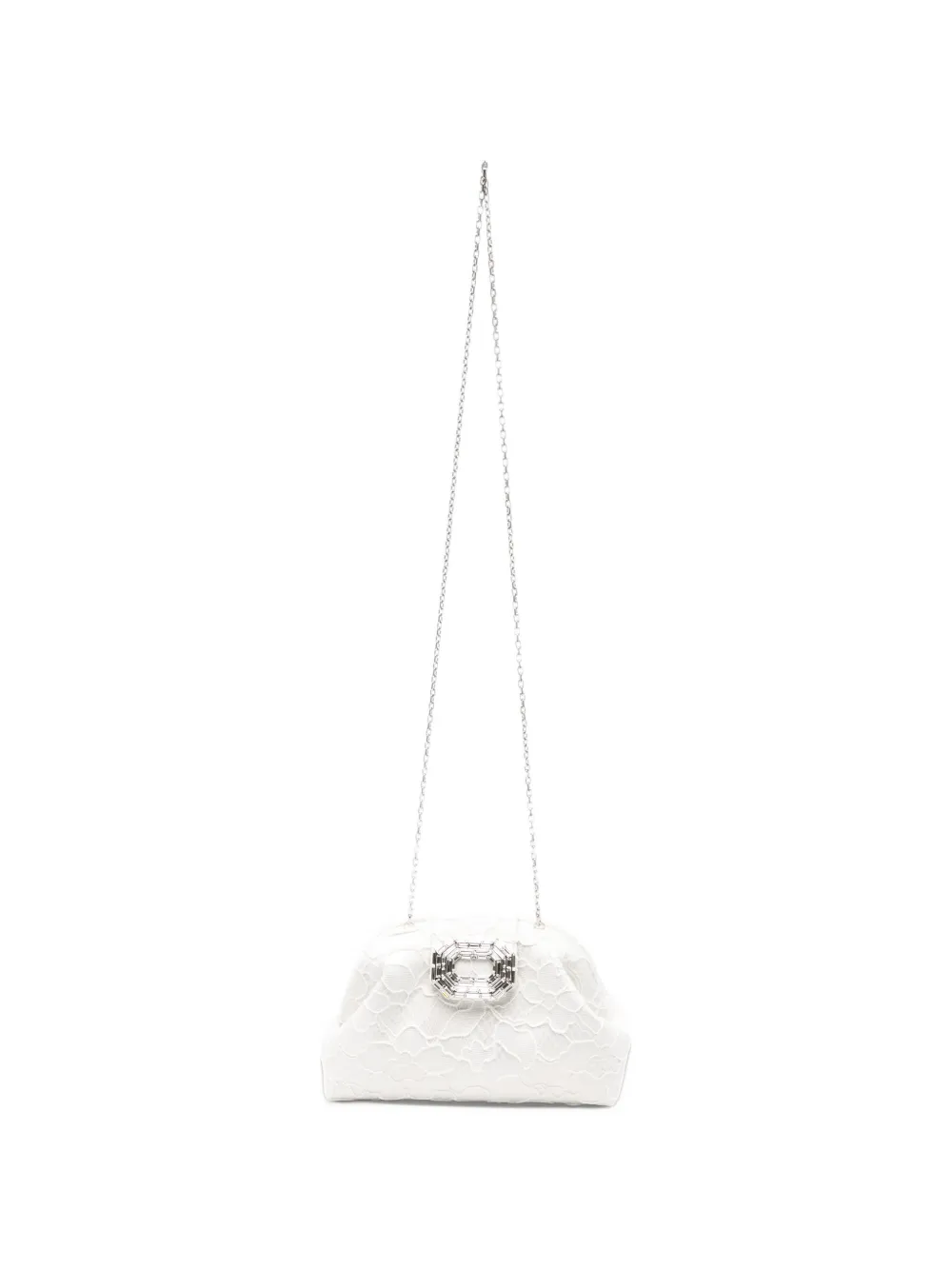 Amina Muaddi Camellia crystal-embellished clutch bag - Bianco