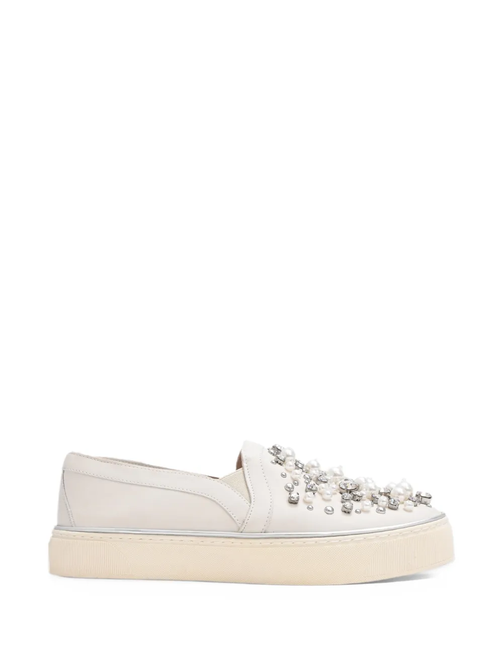 Stuart Weitzman Decor embellished slip-on sneakers - Tons neutres Stuart Weitzman Decor embellished slip-on sneakers - Tons neutres