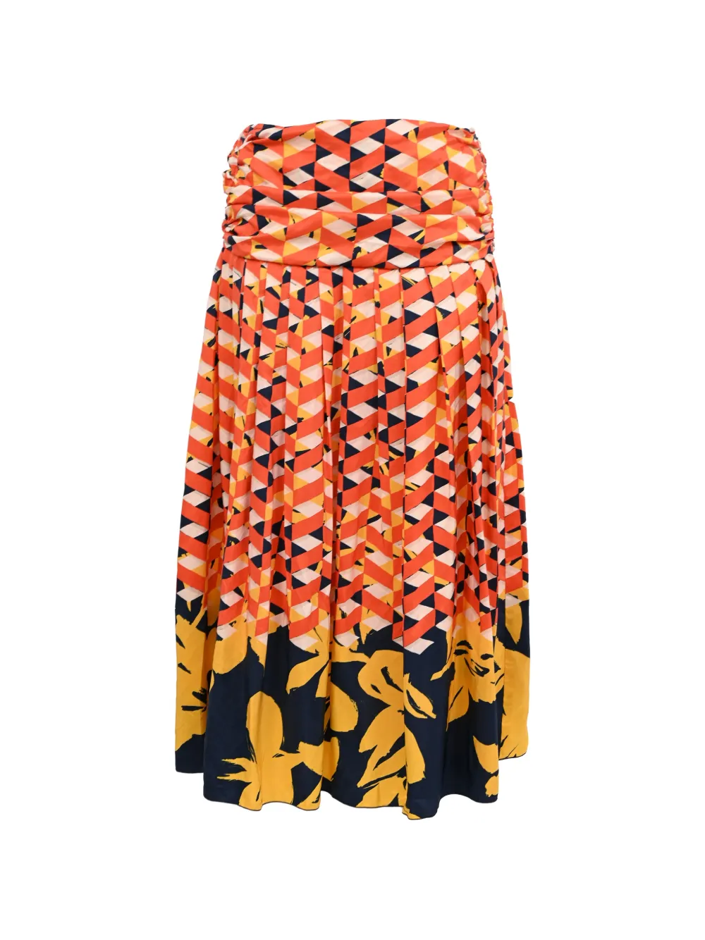 Dries Van Noten Pre-Owned printed pleated skirt - Arancione