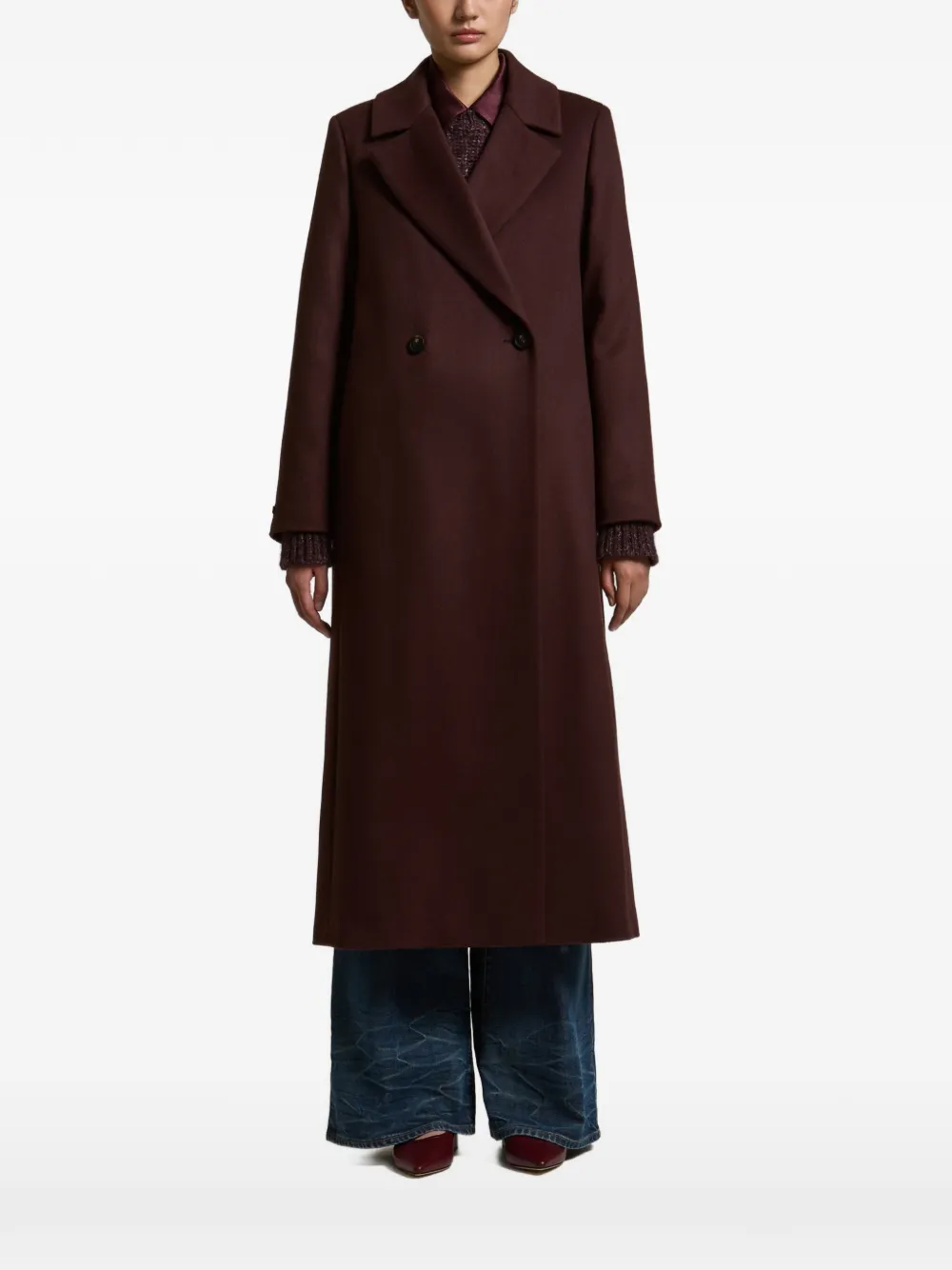 Peserico double-breasted belted coat - Red