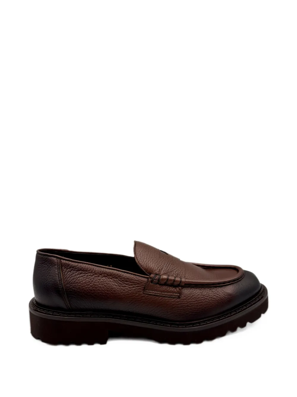 Doucal's grained round-toe loafers - Brown