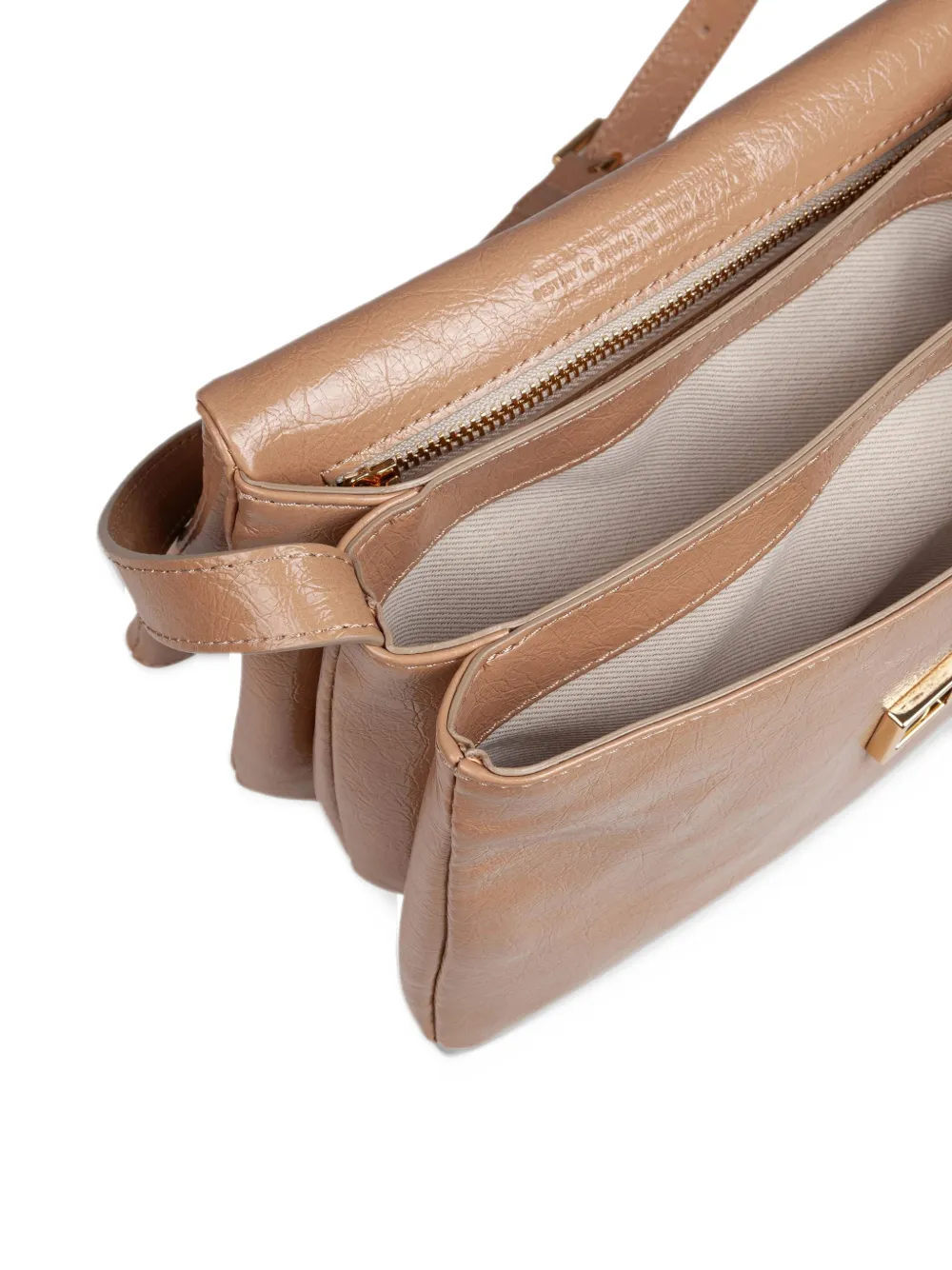 Themoirè Kleine Chio schoudertas van imitatieleer Beige