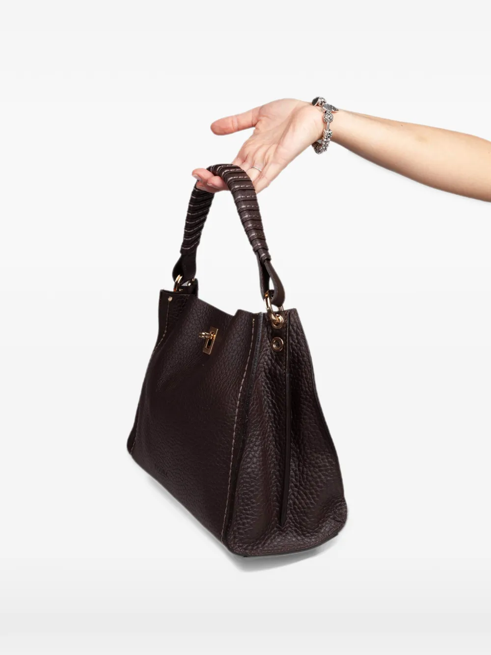 VISONA` Mia santorini leather tote bag Bruin