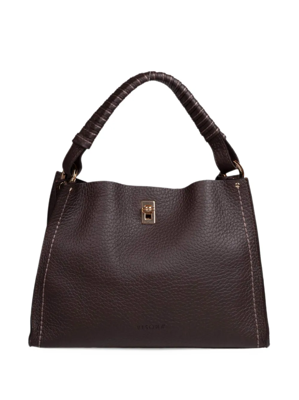 VISONA` Mia santorini leather tote bag Bruin