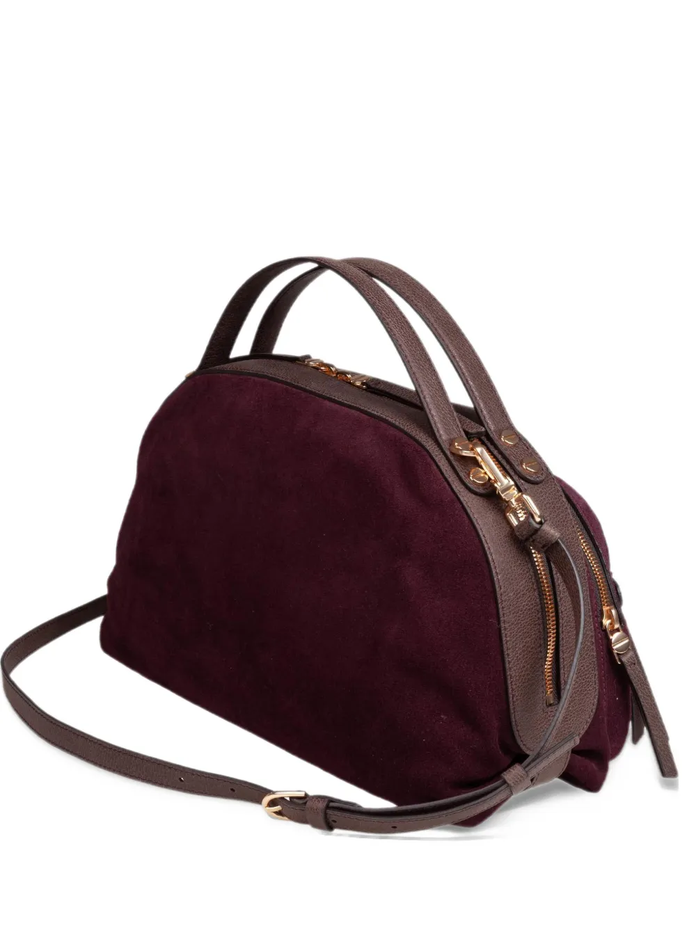 Borbonese medium Gallery suede leather-trim tote bag Paars