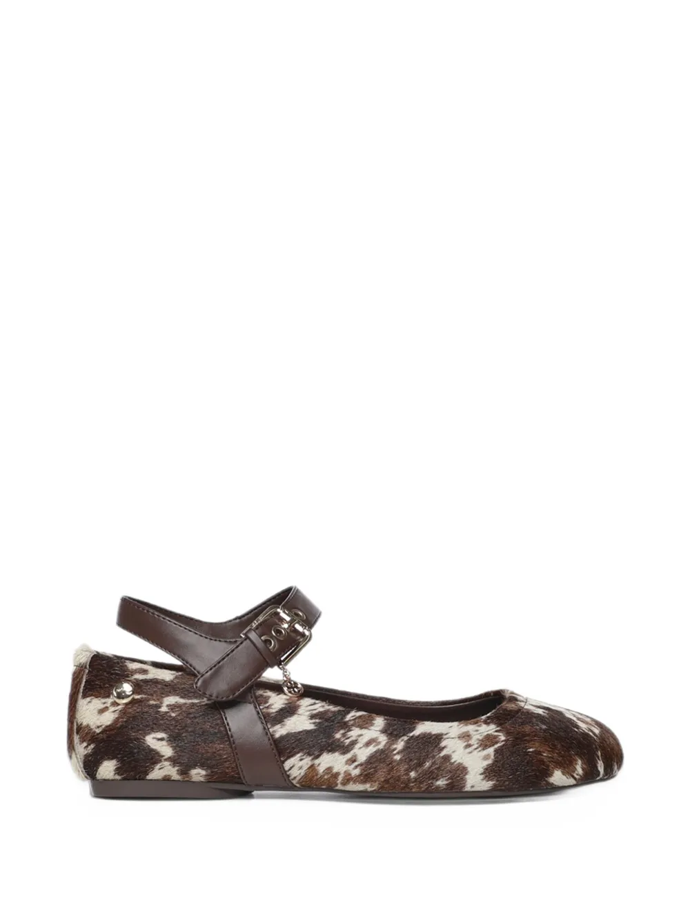 V°73 cow-print buckle-strap ballet flats - Marrone
