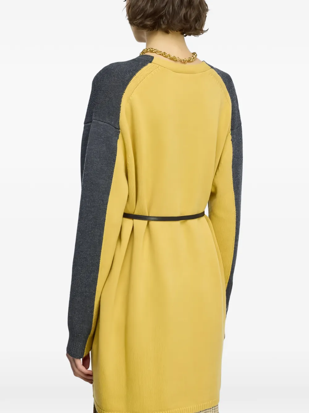 Semicouture Zelma belted colour-block cardigan Geel