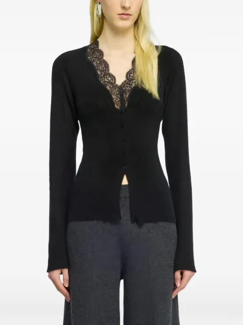 Semicouture cardigan côtelé Almira bordé de dentelle
