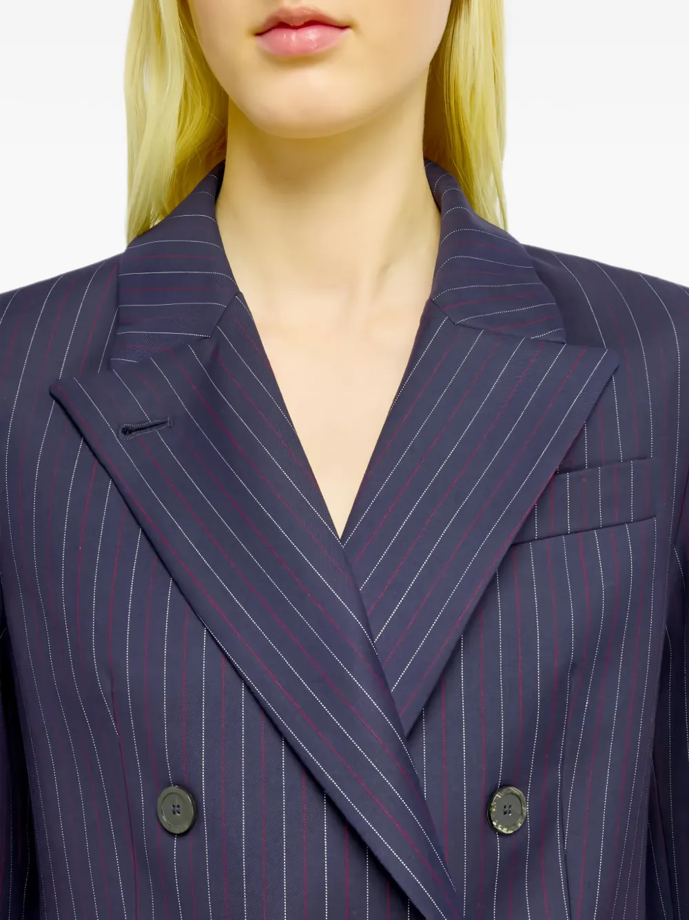 Semicouture Janel pinstripe double-breasted blazer Blauw