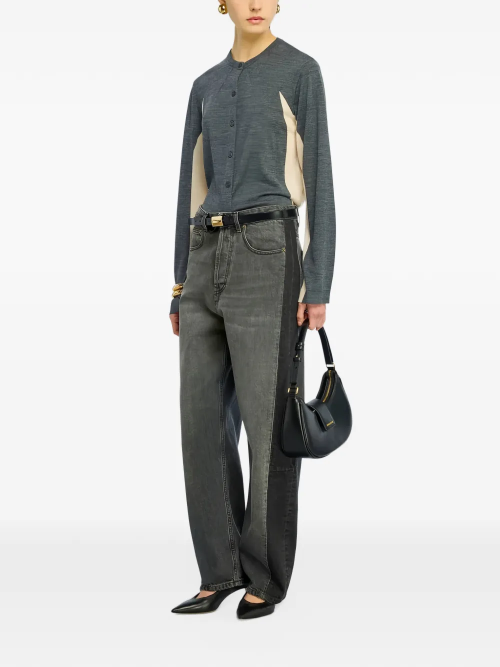 Semicouture Delia contrast-panel cardigan Grijs