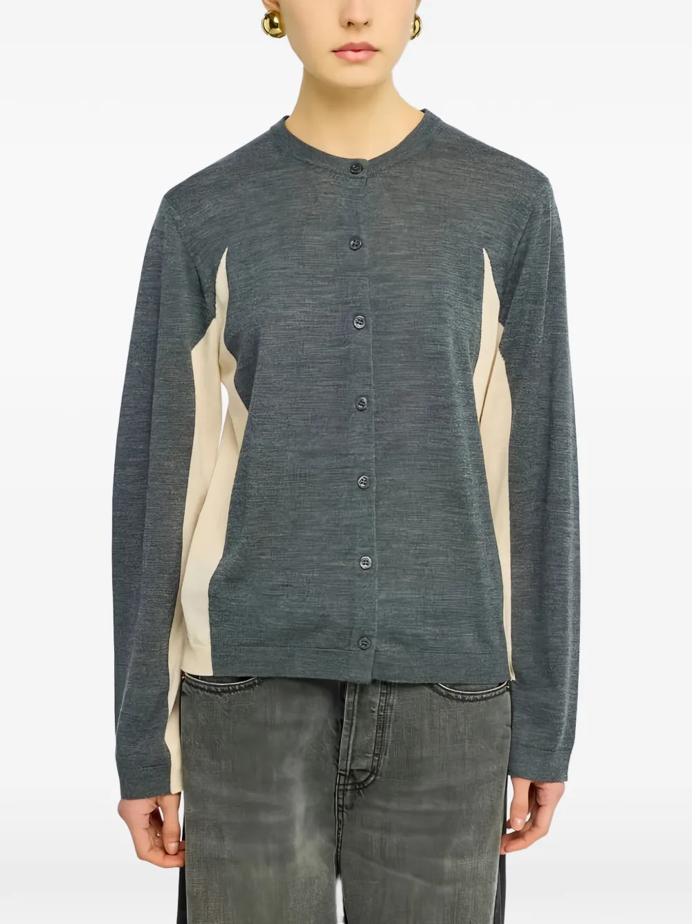 Semicouture Delia contrast-panel cardigan Grijs