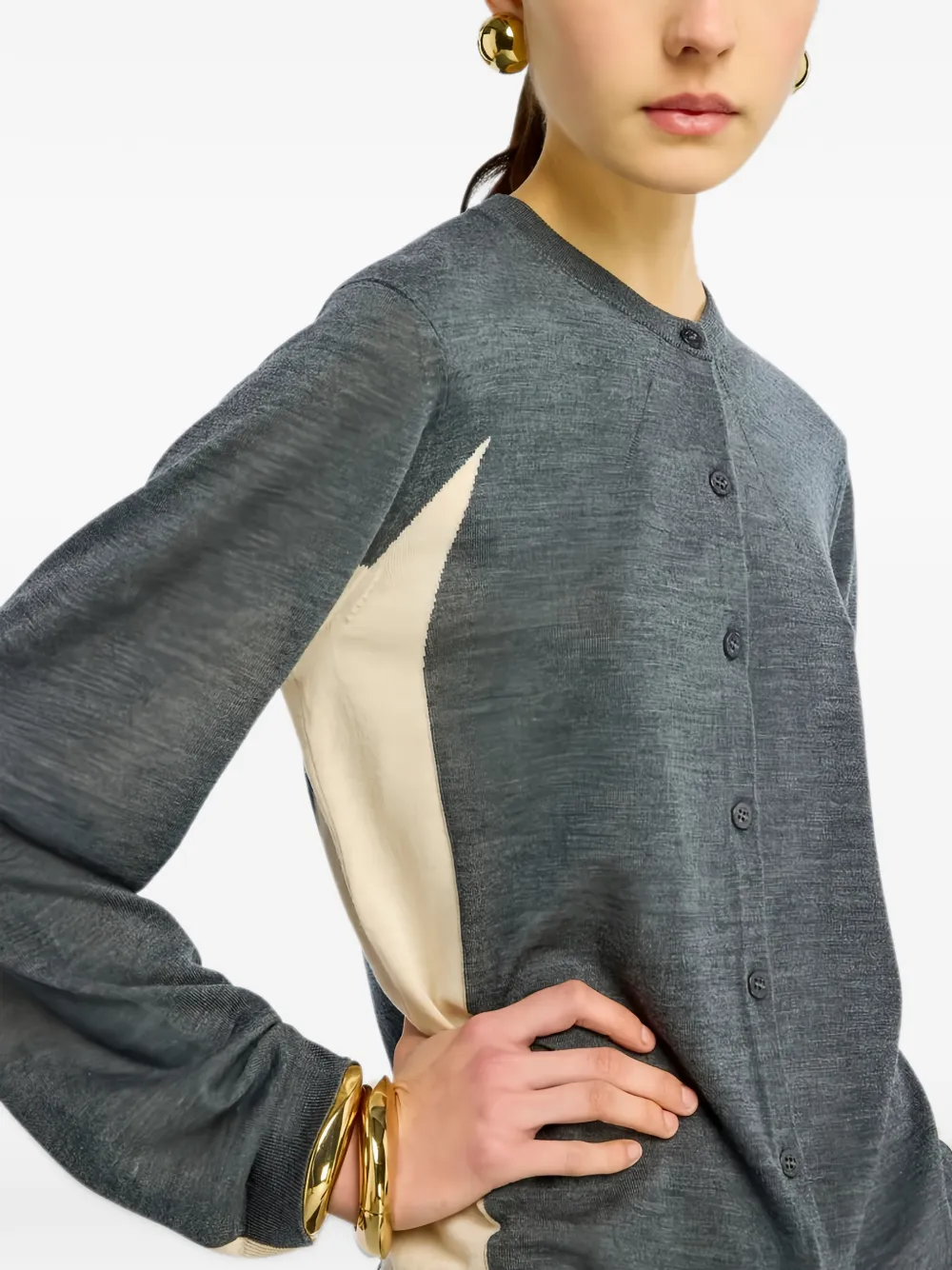 Semicouture Delia contrast-panel cardigan Grijs