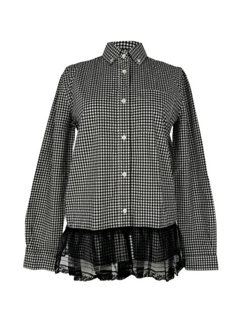 Miu Miu Pre-Owned blusa con ribete de tul y motivo de cuadros gingham
