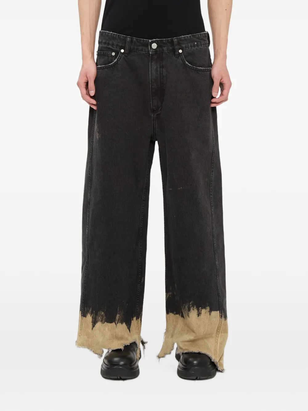 44 LABEL GROUP DMTH bleach-effect raw-cut jeans - Nero
