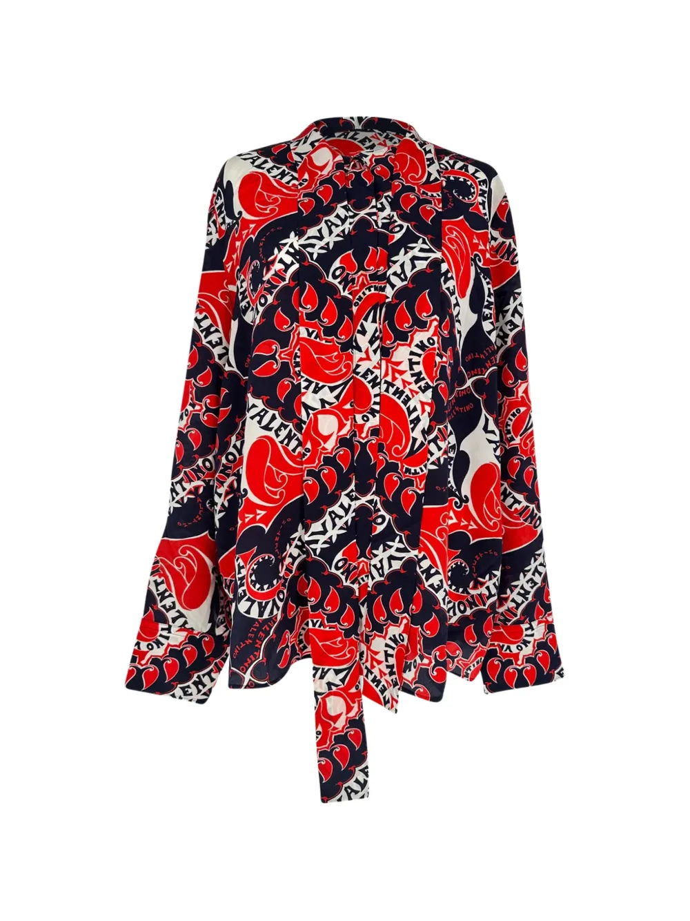 Valentino Garavani Pre-Owned printed tie-neck blouse - Rosso