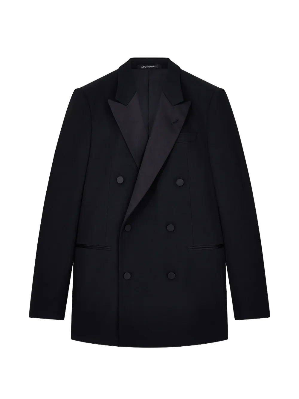 Emporio Armani tailored double-breasted blazer with satin peak lapels - Nero