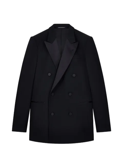 Emporio Armani tailored double-breasted blazer with satin peak lapels