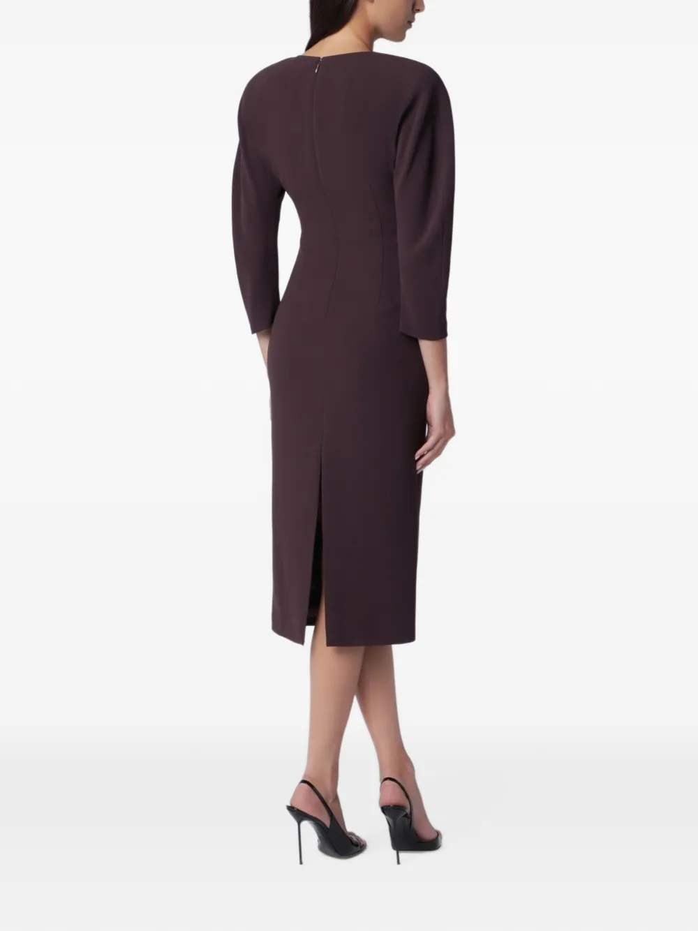 THE ANDAMANE Amanda midi-jurk met ronde schouders Bruin