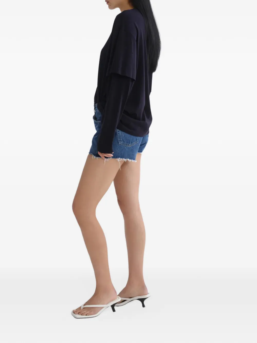 AGOLDE Parker Vintage gerafelde denim shorts Blauw