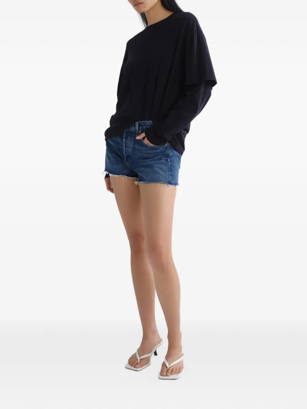 AGOLDE Parker Vintage gerafelde denim shorts Blauw