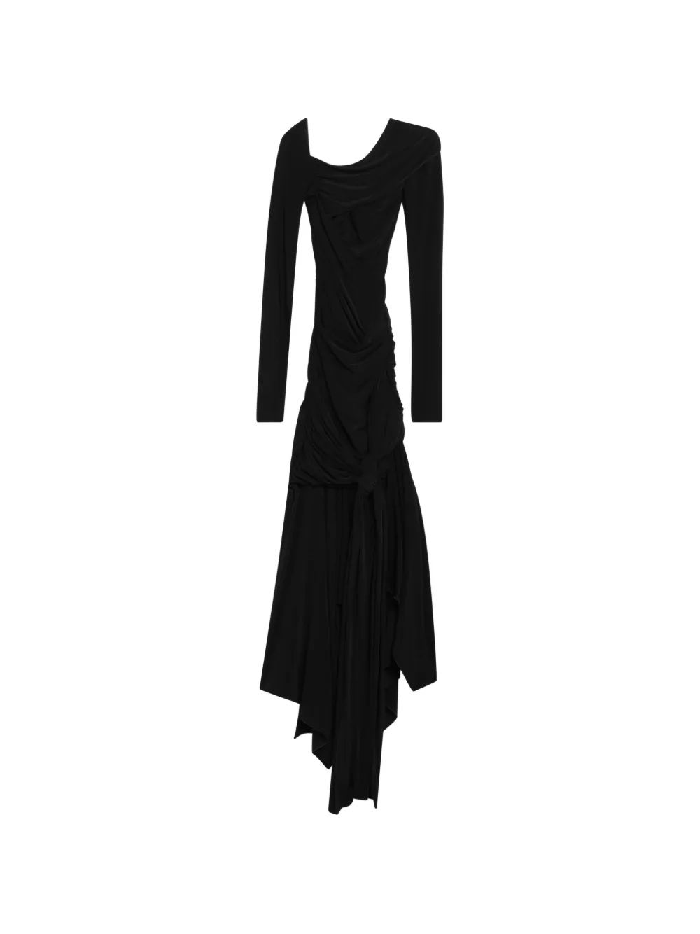 The Attico ruched asymmetric maxi dress - Black