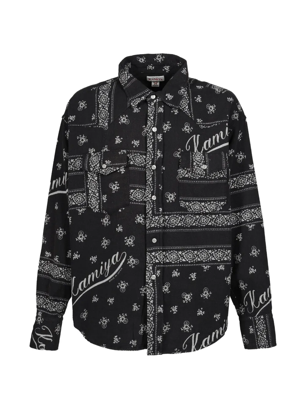 KAMIYA Bandana Discharge western shirt - Black