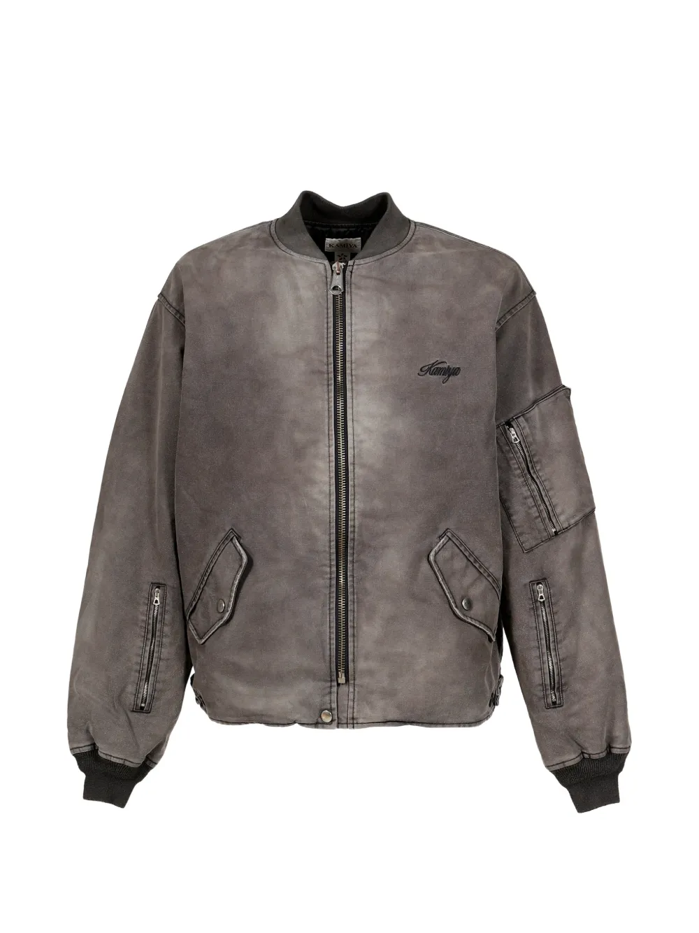 KAMIYA sun-faded embroidered jacket - Grey
