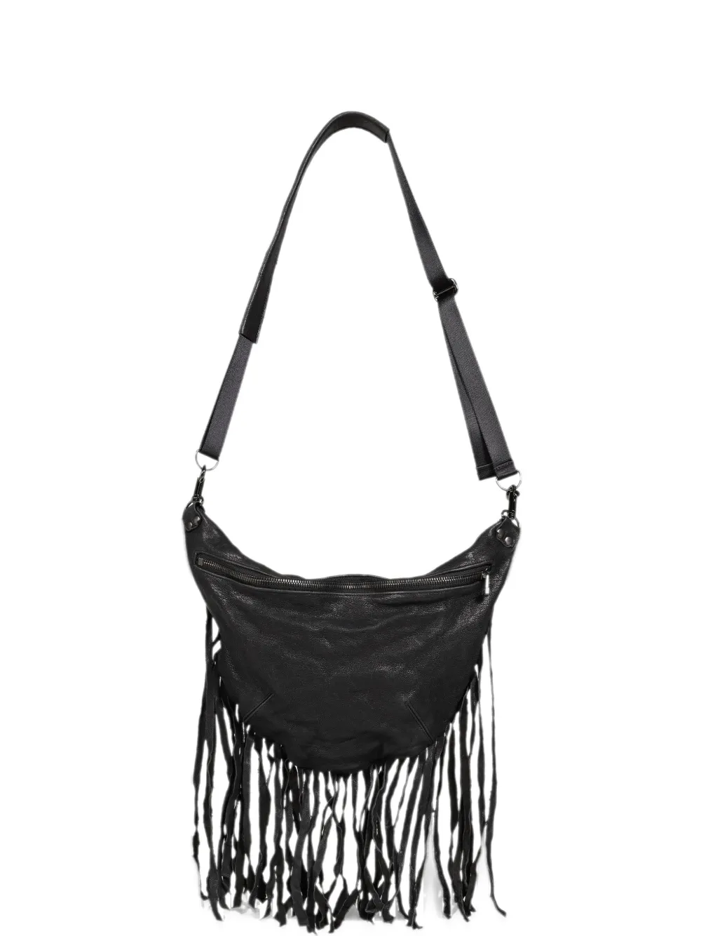 T.A.S x Azuma Bum fringe-trim leather shoulder bag - Nero