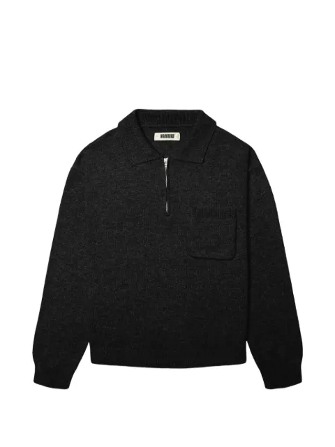 Woodbird half-zip knitted polo shirt