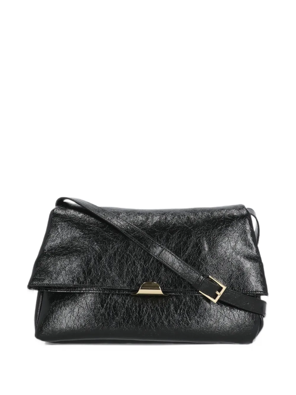 Themoirè crinkled-effect shoulder bag - Nero