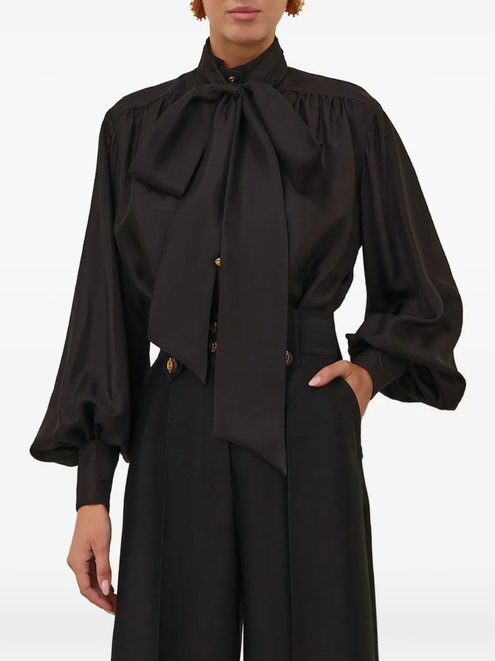 ZIMMERMANN tie-neck silk blouse Zwart