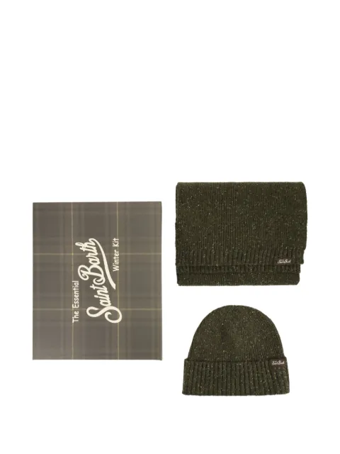 MC2 Saint Barth logo-patch beanie hat and scarf set