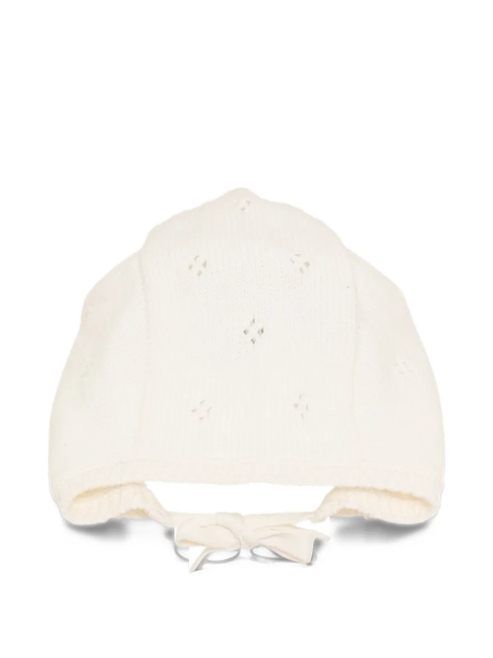 Petit Bateau pointelle-knit tie-fastening bonnet Wit