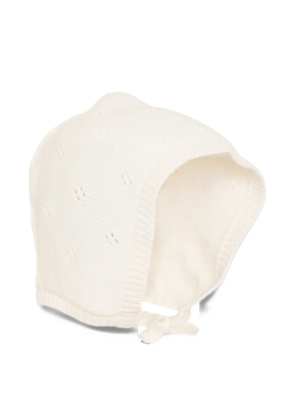Petit Bateau pointelle-knit tie-fastening bonnet Wit