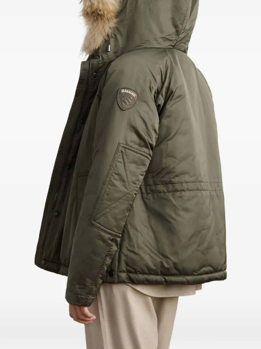 Blauer Glenvale fur-trim hooded jacket Groen