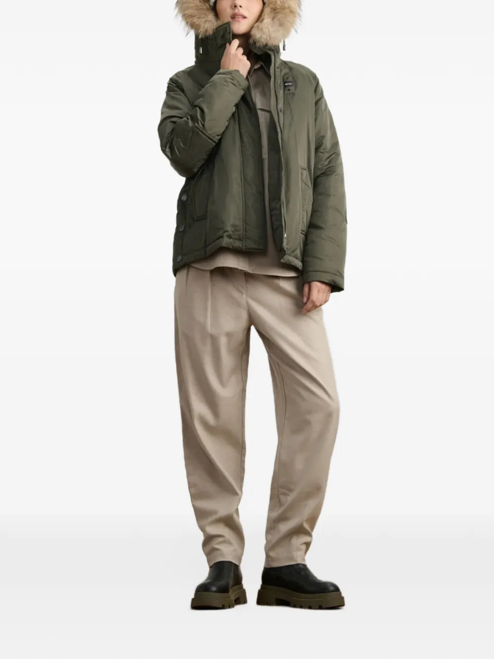 Blauer Glenvale fur-trim hooded jacket Groen