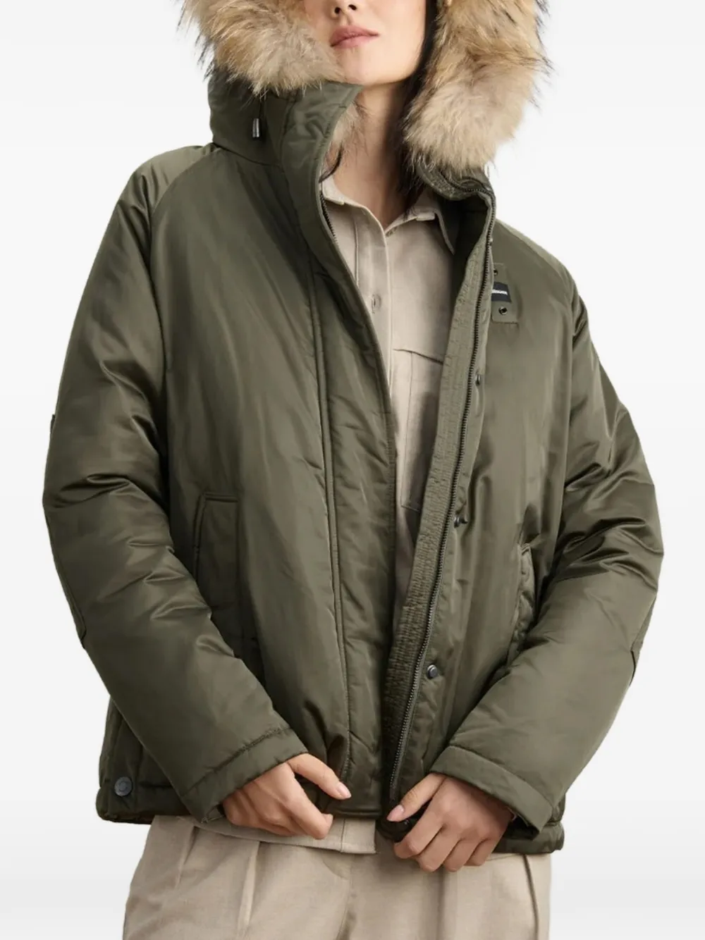 Blauer Glenvale fur-trim hooded jacket Groen