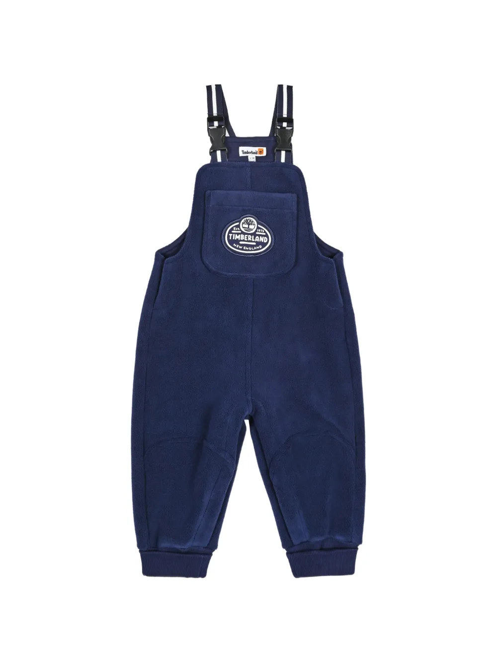 Timberland Kids fleece logo-patch dungarees Blauw